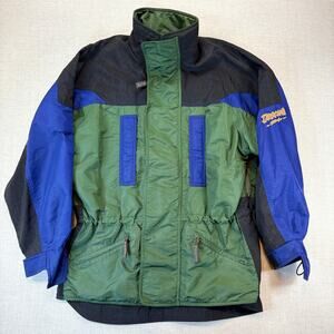 Vintage Descente Ski Snow Jacket 90s Full Zip Men’s L Color Block Green Blue